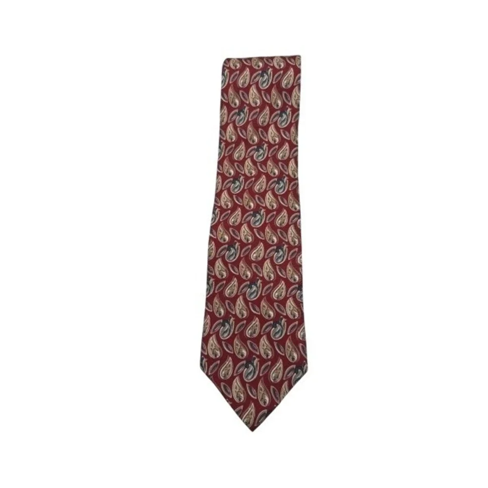 Vintage Christian Dior Monsieur Mens Red Paisley Italian Silk Tie Made in‎ USA